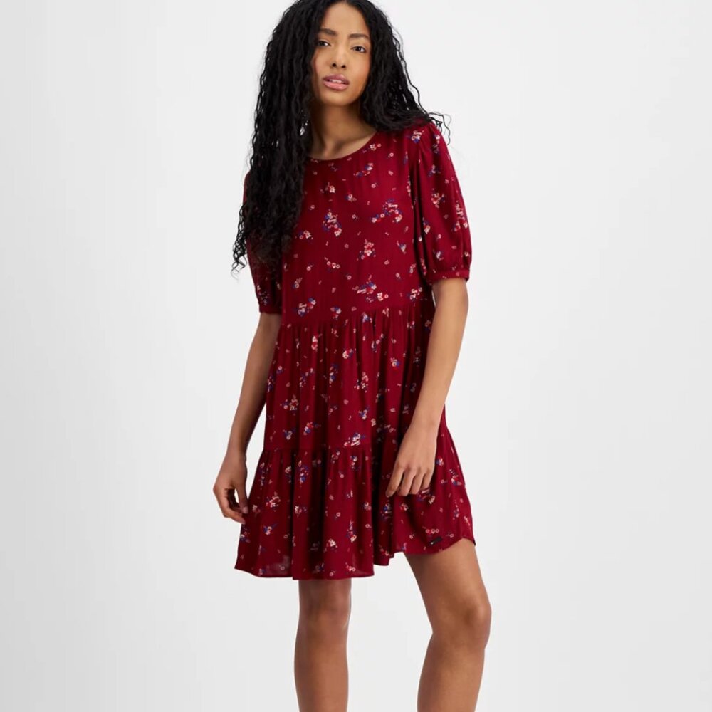 Tommy Jeans Women's Floral Print Tiered A-Line Dress M NWT